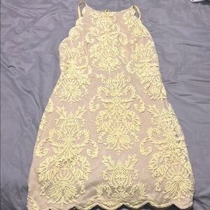 Elegant Yellow Lace Dress